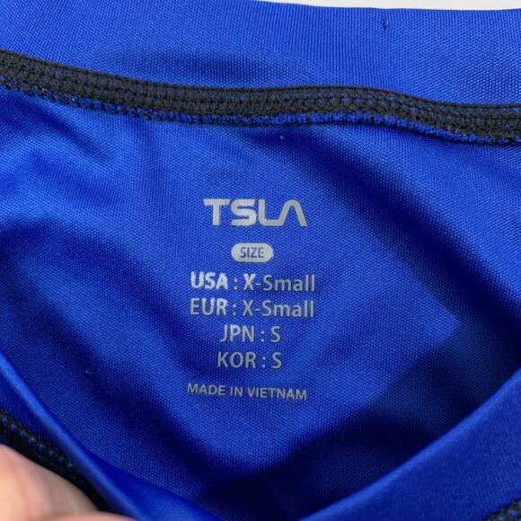 TSLA Swim Shirt Mens XS Extra Small Blue Black Short Sleeve Loose Fit Rashguard - Picture 4 of 13